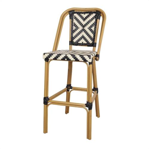 Tabouret de bar extérieur en rotin synthétique et métal