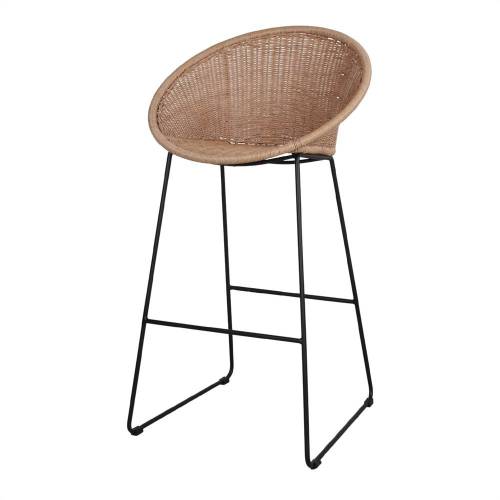 Tabouret de bar rotin et métal