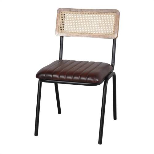 Chaise rotin et métal moderne