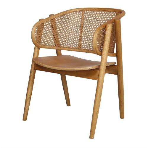 Chaise en orme et rotin