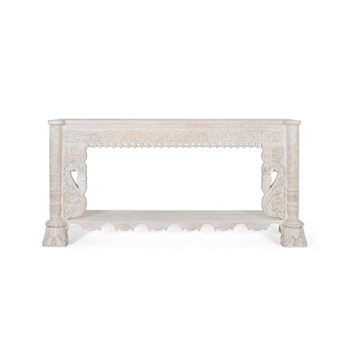 Console bois blanc sculpté | Manguier Arabesque