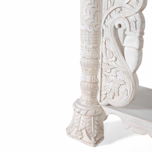 Console bois blanc sculpté | Manguier Arabesque