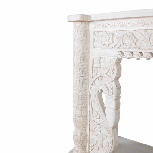 Console bois blanc sculpté | Manguier Arabesque