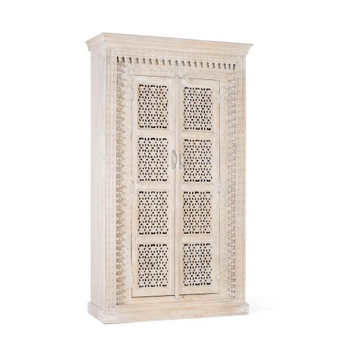 Armoire blanche sculptée | Manguier Arabesque