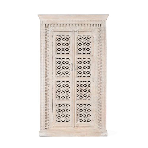 Armoire blanche sculptée | Manguier Arabesque