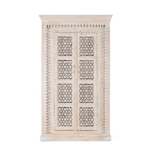 Armoire blanche sculptée | Manguier Arabesque