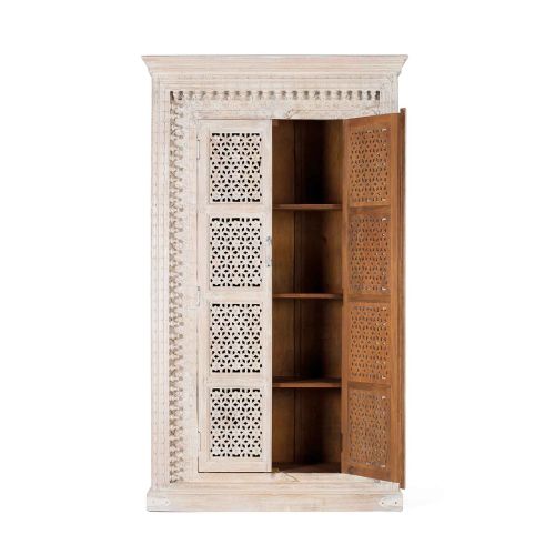 Armoire blanche sculptée | Manguier Arabesque