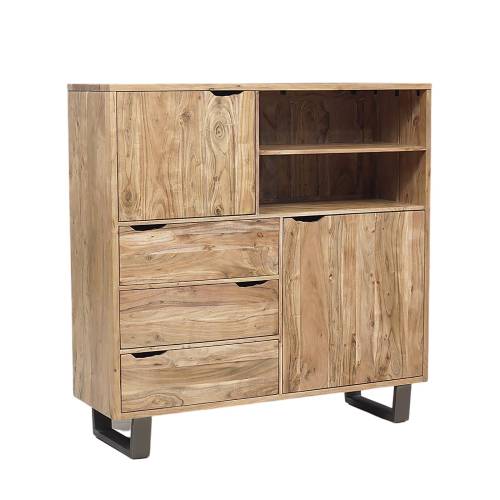 Buffet haut bois naturel et fer
