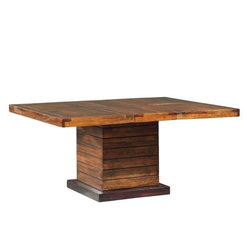 Table à manger carrée bois - Rallonge centrale 