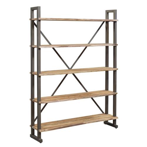 Grande étagère bois brut industriel