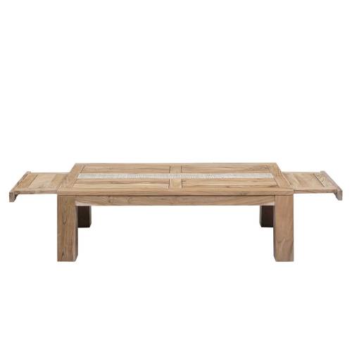 Table basse rectangulaire extensible plateau cannage"Acacia Tatoo II"
