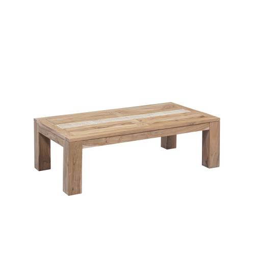 Table basse rectangulaire extensible plateau cannage"Acacia Tatoo II"