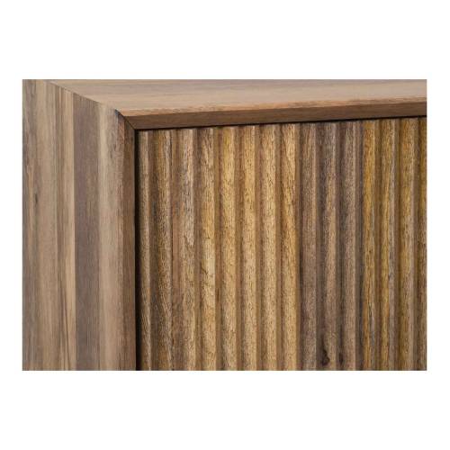 Buffet bas bois sculpté motif géométrique 3P | Manguier Kabir