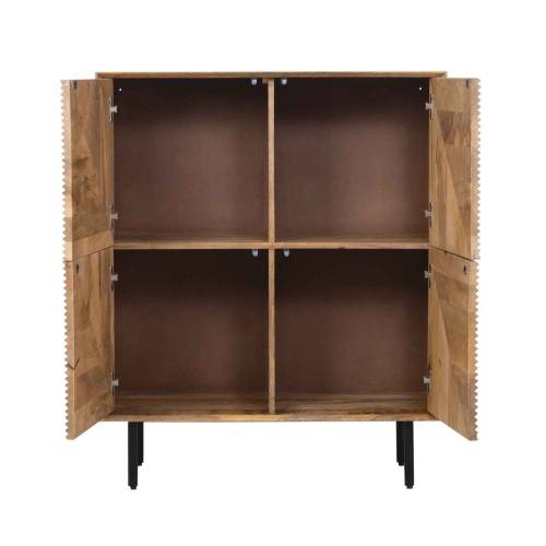 Buffet haut bois sculpté motif géométrique 4P | Manguier Kabir