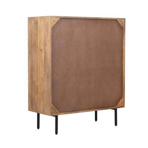 Buffet haut bois sculpté motif géométrique 4P | Manguier Kabir