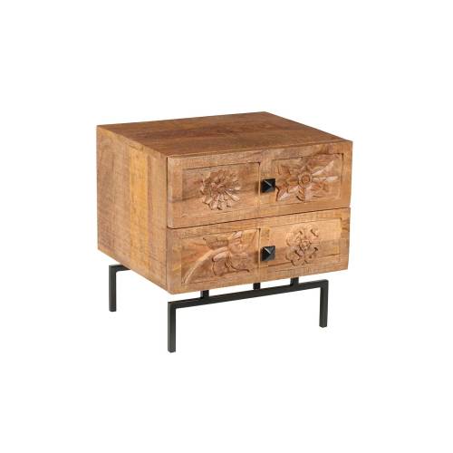 Table de nuit 2 tiroirs | Manguier Sculture - Exotique