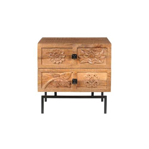 Table de nuit 2 tiroirs | Manguier Sculture - Exotique