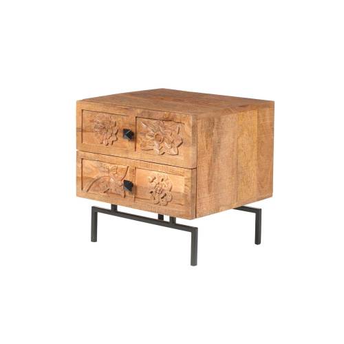 Table de nuit 2 tiroirs | Manguier Sculture - Exotique