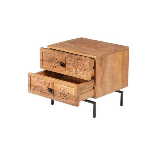 Table de nuit 2 tiroirs | Manguier Sculture - Exotique