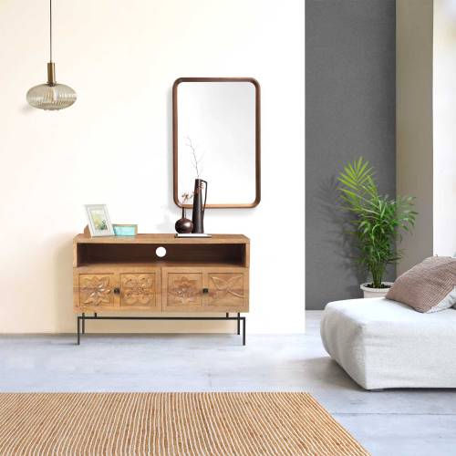 Petit meuble TV 2 tiroirs | Manguier Borealis - Exotique
