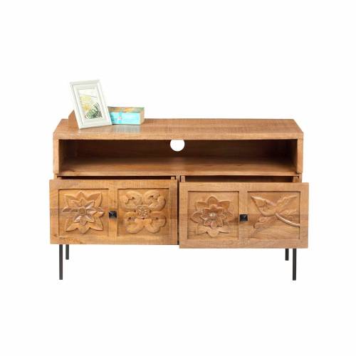 Petit meuble TV 2 tiroirs | Manguier Borealis - Exotique