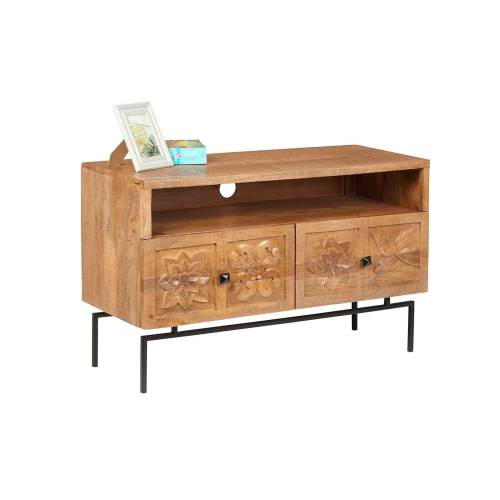 Petit meuble TV 2 tiroirs | Manguier Borealis - Exotique