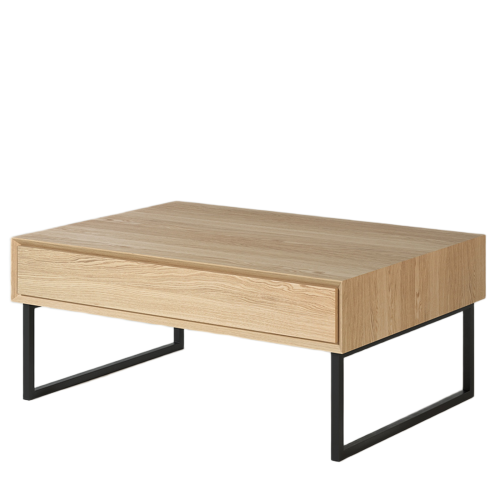 Table Basse Chêne Massif & Métal avec Tiroir | Salon LIGNART