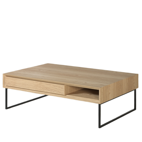 Table Basse Tiroir et Niche 120 cm | Chêne Contempory - Contemporain