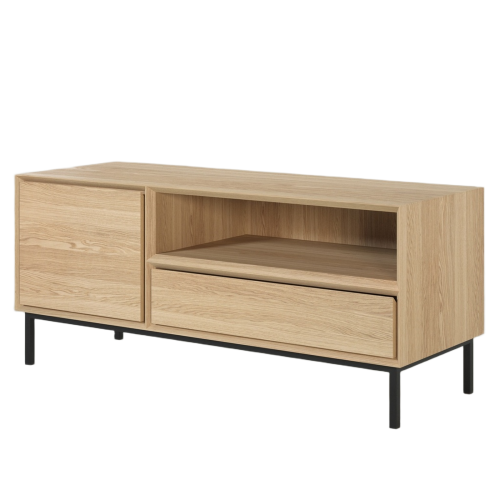 Meuble TV Bas Chêne Massif & Métal L120cm | LIGNART Salon Design