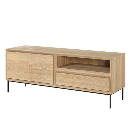 Meuble TV Chêne Massif LIGNART | Design Portes Tiroir Étagère