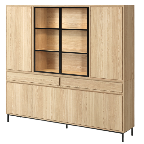 Grand Cabinet Chêne Massif Portes Tiroirs | LIGNART