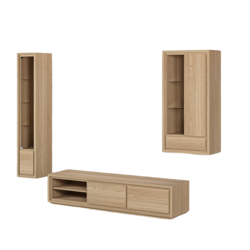 Meuble TV Mural Clair 2 Portes 192 cm | Chêne Absolue - Contemporain