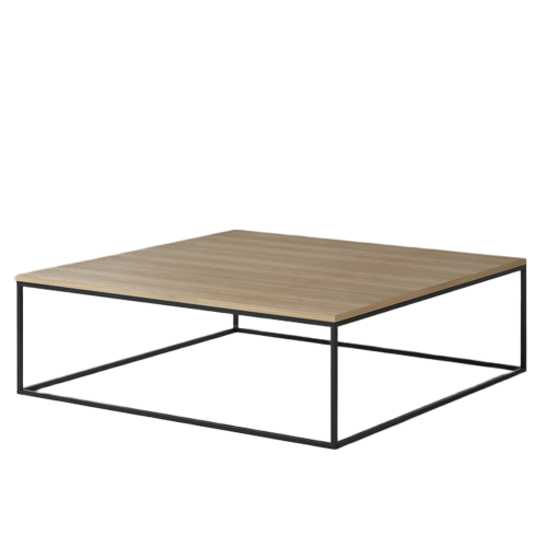 Table Basse Carrée Chêne Massif Métal Noir | Chêne LIGNART - Style