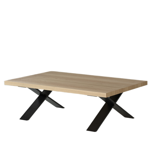 Table Basse Salon Piètement X Métal Noir | Chêne LIGNART - Design Élégant