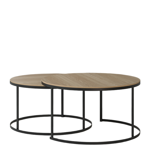 Duo Tables Basses Rondes | Chêne LIGNART - Design Chêne et Métal