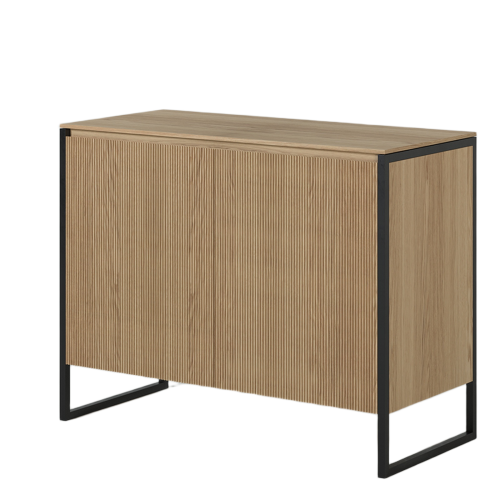 Bahut Chêne Massif Portes Rainurées - Design Épuré