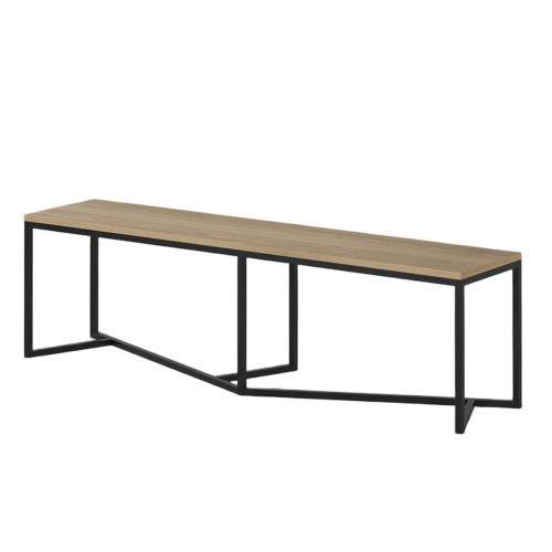 Banc Design Chêne Massif & Métal Noir - Contemporain