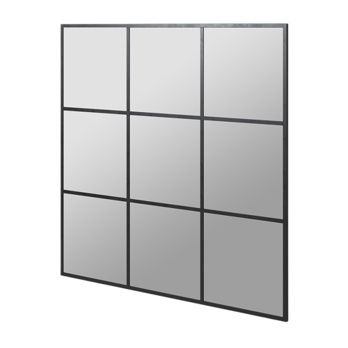 Miroir Carré 120 cm Métal Noir | Chêne Lignart - Contemporain