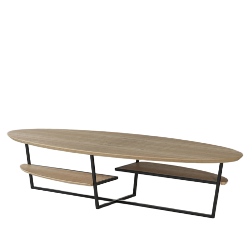 Table Basse Ovale avec Étagères | Chêne LIGNART - Design