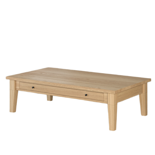 Table Basse Tiroir et Métal Noir 140 cm | Chêne Nantes - Classique chic