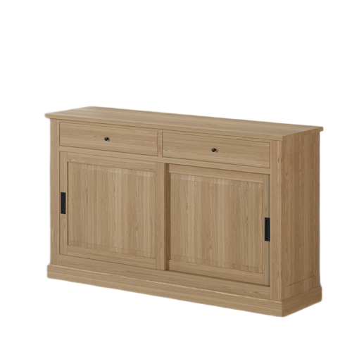 Buffet Chêne Clair Rangement Coulissant | Chêne LIGNART - Buffet