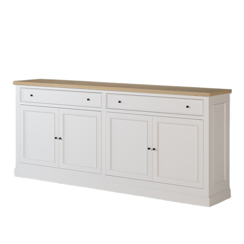 Buffet Blanc 4 Portes 4 Tiroirs | Chêne Nantes - Classique chic