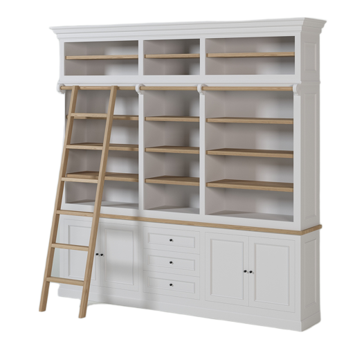 Bibliothèque Échelle Coulissante 253 cm | Chêne Nantes - Classique chic