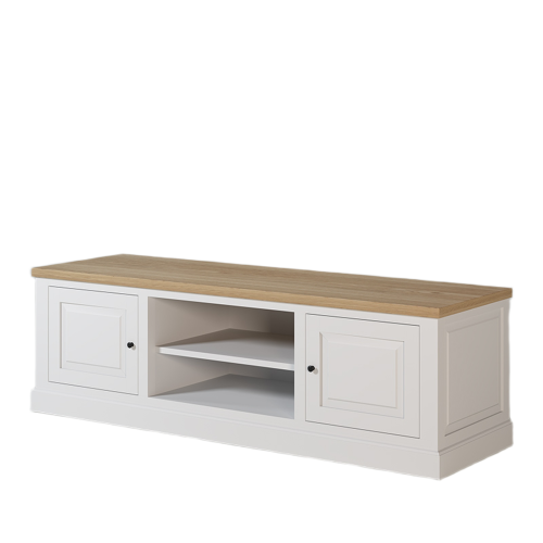 Meuble TV Chêne Massif Blanc Portes | LIGNART - Classique chic