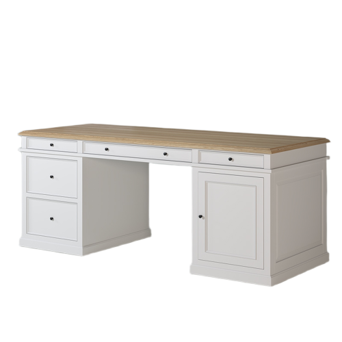 Bureau Double Caisson 200 cm | Chêne Nantes - Classique chic