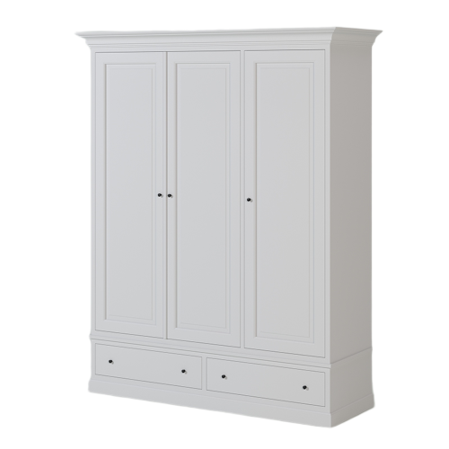 Grande Armoire Blanche Portes Tiroirs | Chêne LIGNART - Classique chic