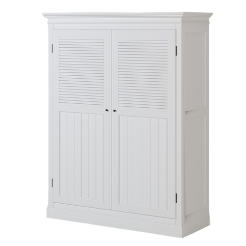 Armoire Blanche Portes Persiennées | Chêne LIGNART - Classique chic