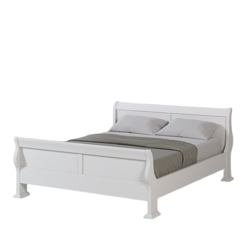 Lit Bateau Blanc 160x200 | Chêne Nantes - Classique chic