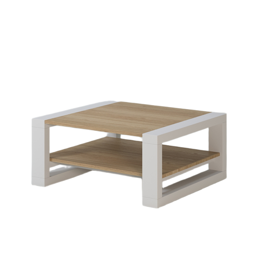 Table Basse Rangement Chêne Massif et Blanc | Chêne LIGNART - Contemporain