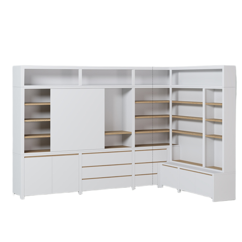 Grande Bibliothèque Blanche Multi-Rangements | Chêne LIGNART - Contemporain